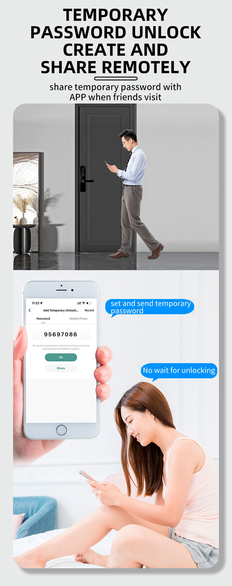 Cat Eye Camera Smart Fingerprint Password Timber Door Lock - Image 6