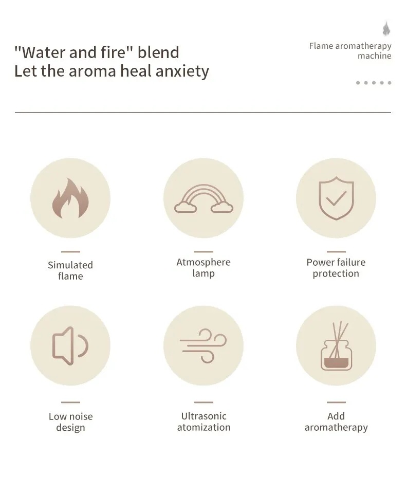 Air Humidifier With Flame Effect Essential Oil Diffuser Quiet Aroma Diffuser Home Fragrances Car Refresh - Image 7