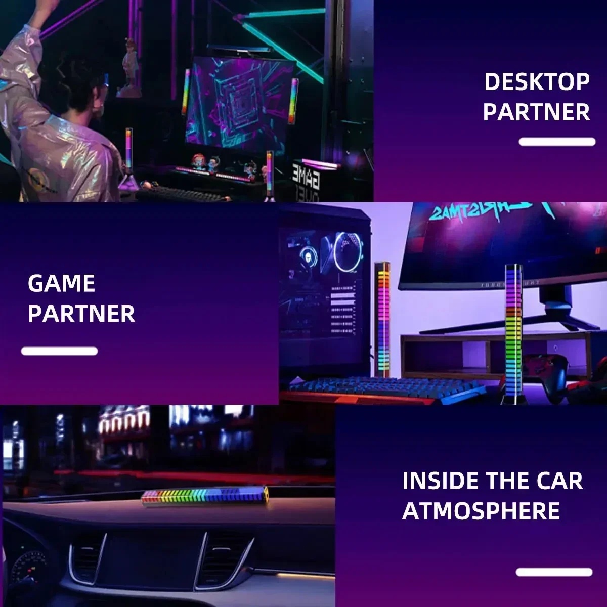 RGB Sound Pickup Lamp LED Atmosphere Lights Music Sync Muticolor Music Rhythm Light For Party Esports Room Automobile Decoration - Image 6