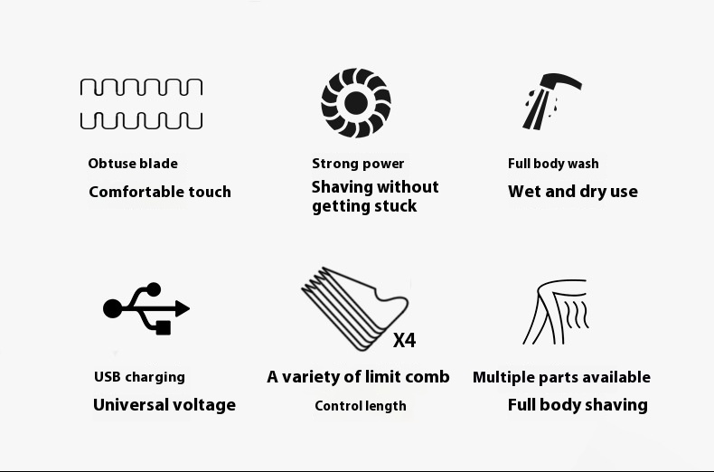Men's Shaver USB Charging Fully Washable Shaver Leg Hair Facial Electric Shaver - Image 9