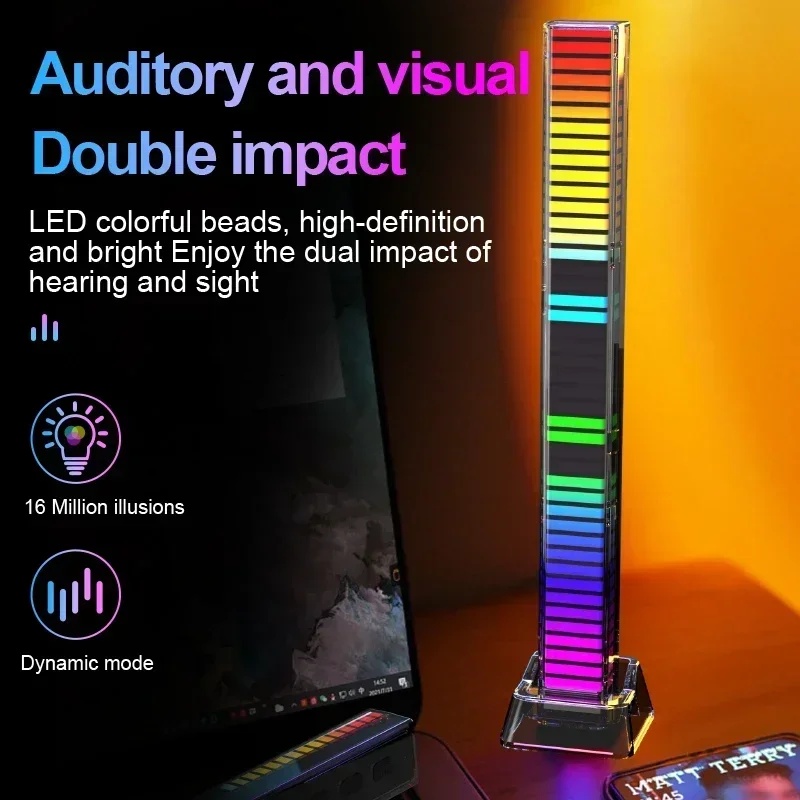 RGB Sound Pickup Lamp LED Atmosphere Lights Music Sync Muticolor Music Rhythm Light For Party Esports Room Automobile Decoration - Image 2